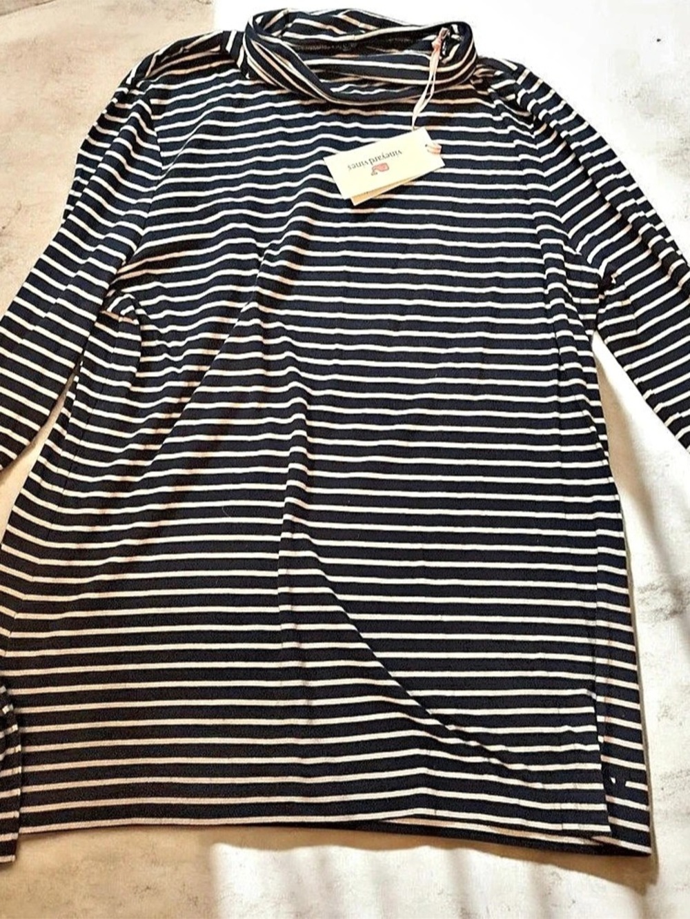 Vineyard Vines Striped Mock Neck Sweater Black & White